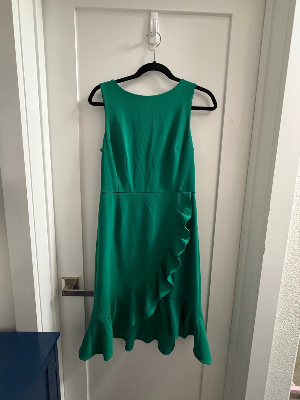 Calvin Klein Sleeveless Green Ruffle Hem Dress